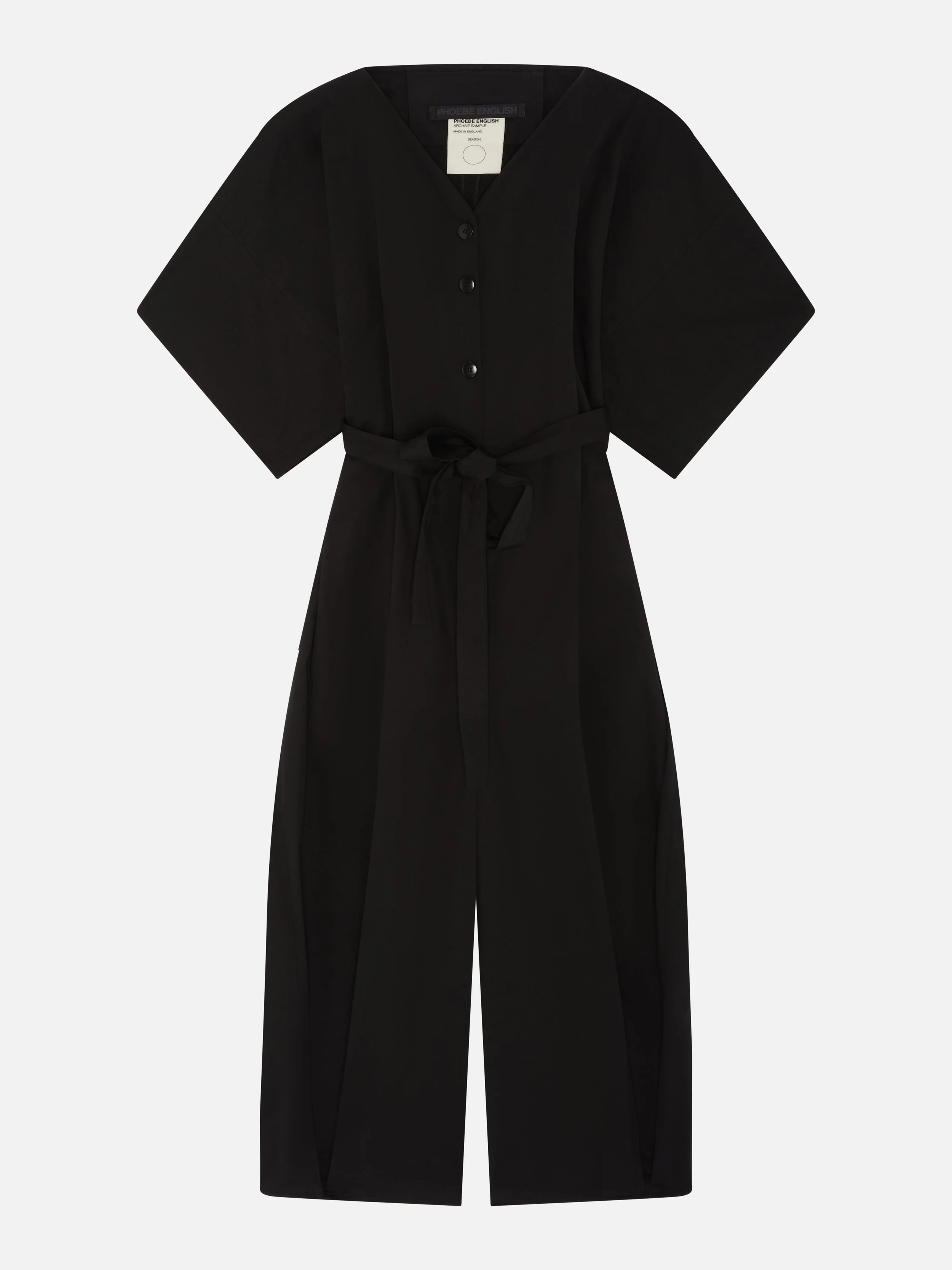 【PHOEBE ENGLISH】背面プリーツ Hooded Coat black JKT 270 CLOUD JACKET (BELT) — PHOEBE ENGLISH